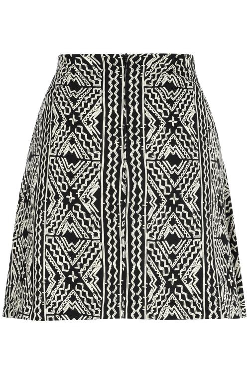  ETNİK DESENLİ DÜZ KESİM MİNİ ETEK