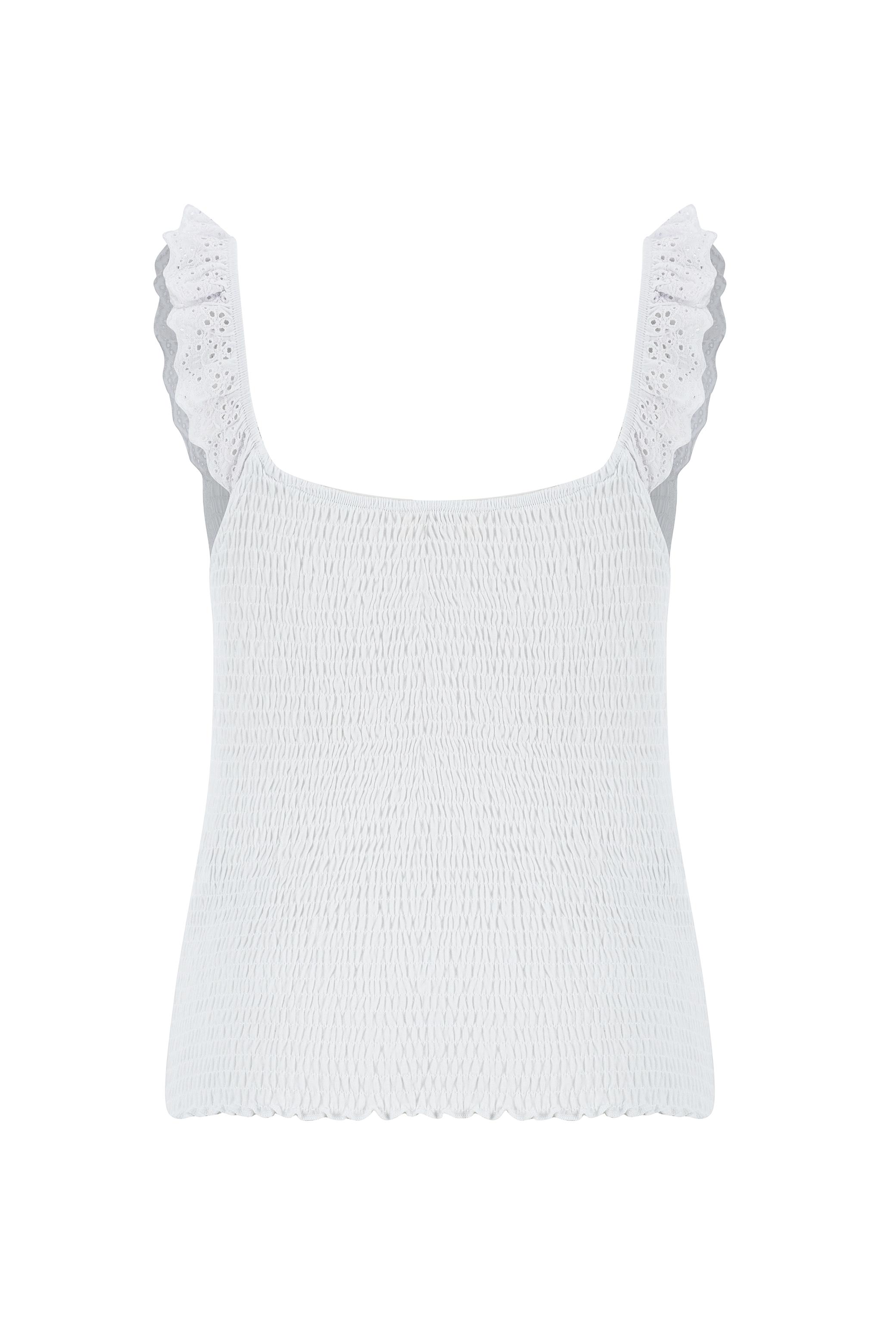 GİPELİ DANTELLİ KOLSUZ BLUZ