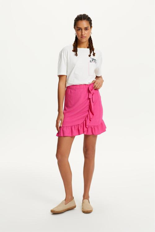  YANDAN BAĞLAMALI FIRFIRLI MİNİ KLOŞ ETEK