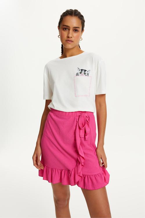  YANDAN BAĞLAMALI FIRFIRLI MİNİ KLOŞ ETEK