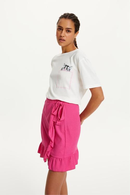  YANDAN BAĞLAMALI FIRFIRLI MİNİ KLOŞ ETEK