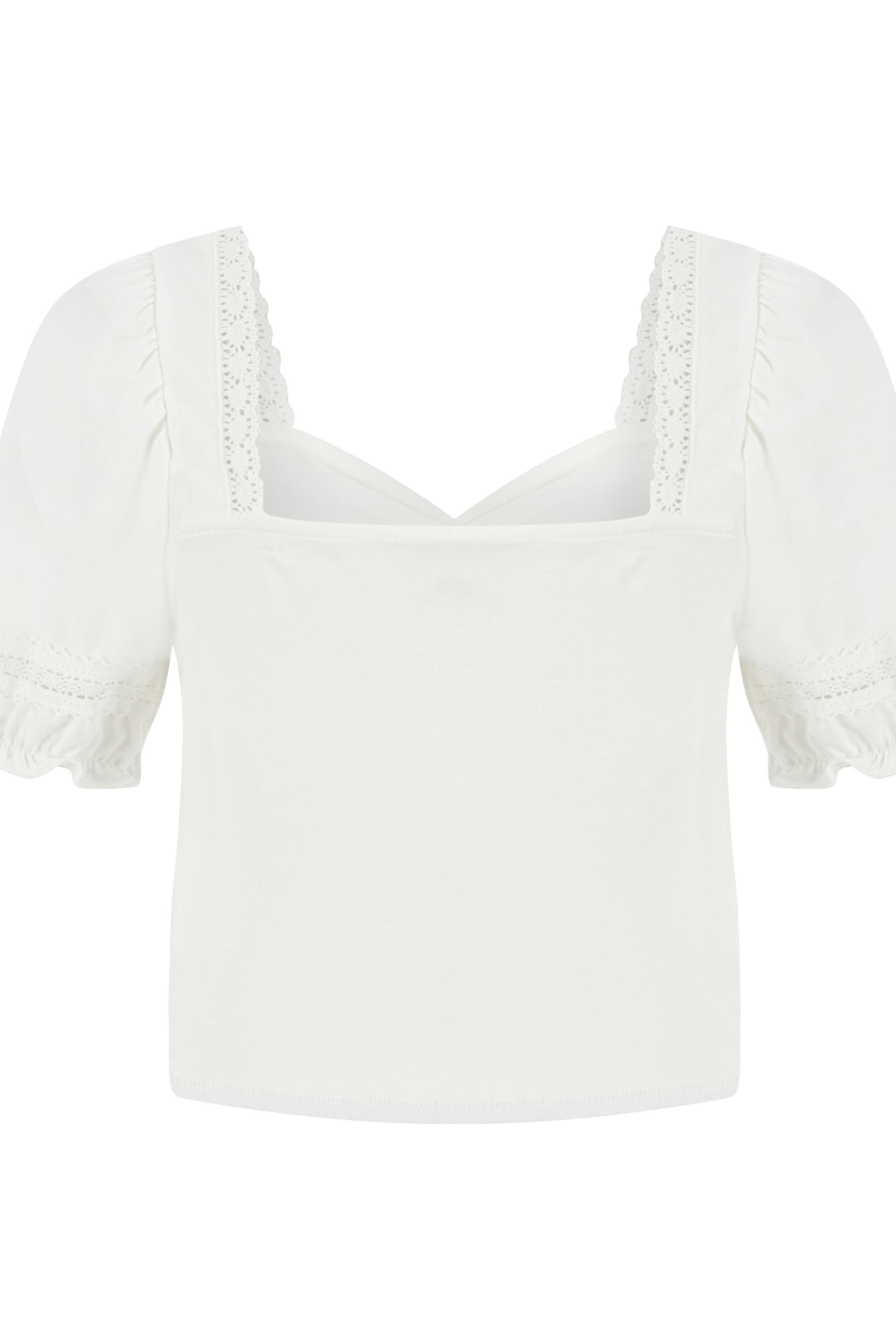 GİPELİ DANTEL DETAYLI BLUZ