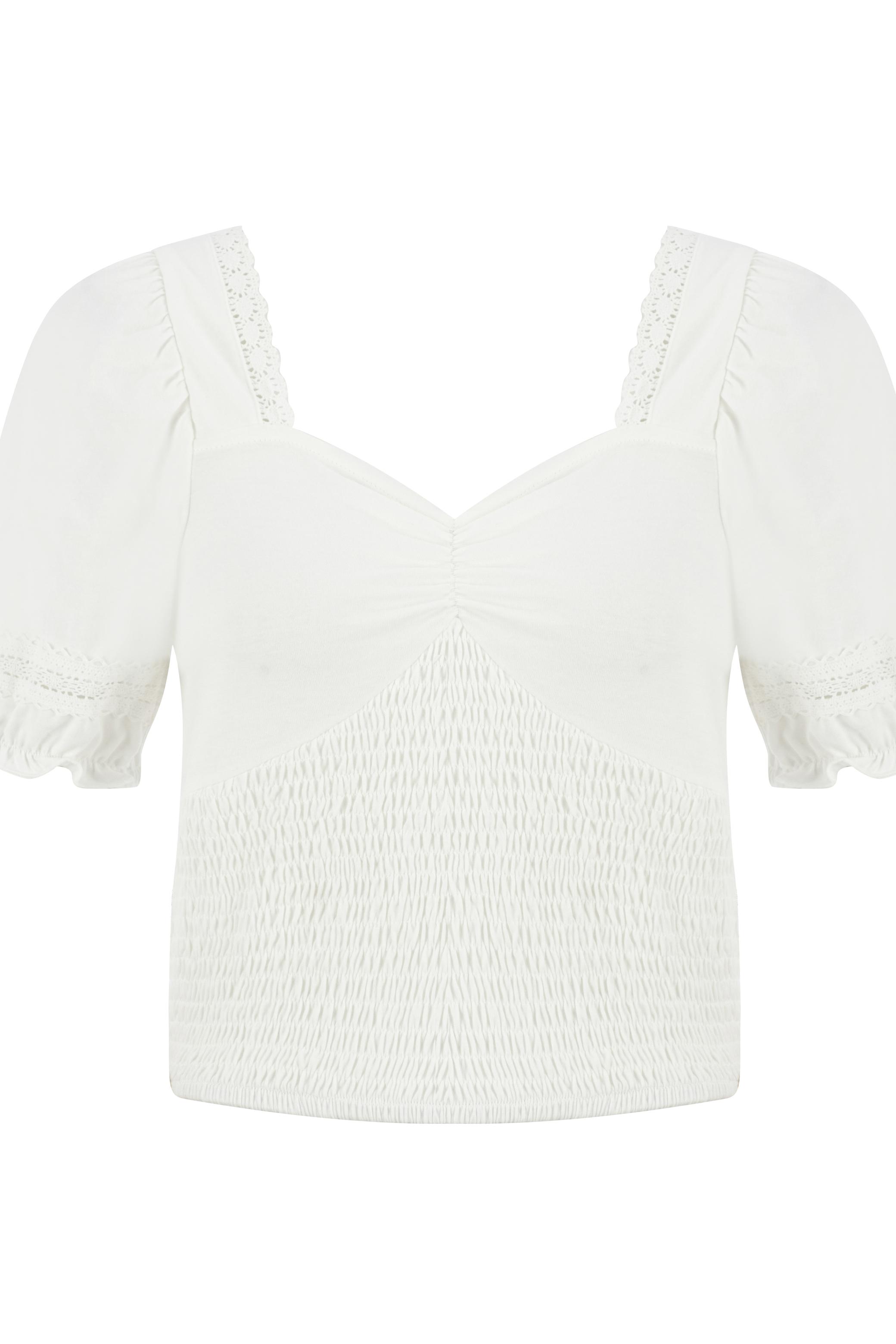 GİPELİ DANTEL DETAYLI BLUZ