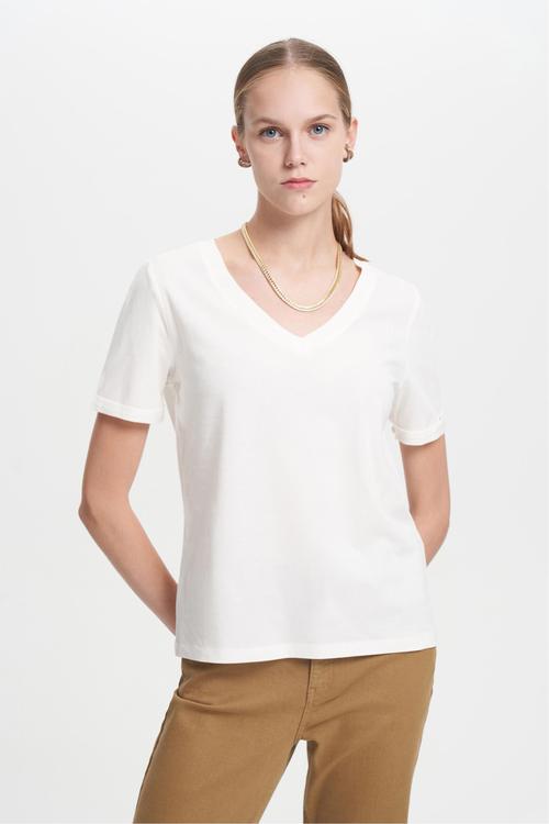  V YAKA KISA KOLLU BASIC T- SHIRT