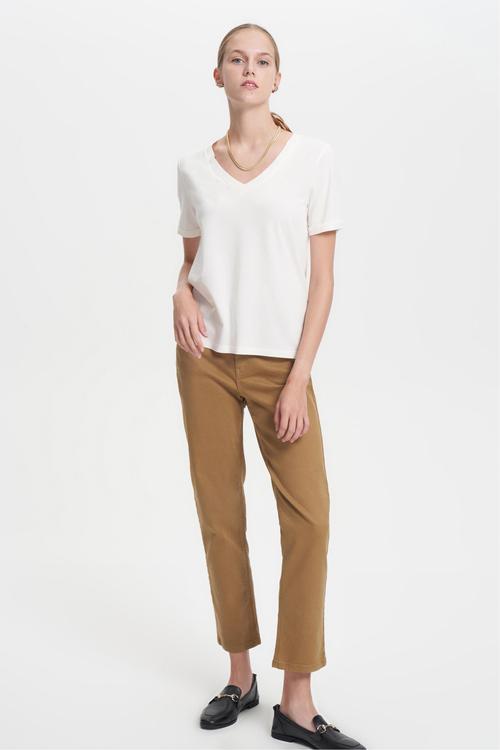  V YAKA KISA KOLLU BASIC T- SHIRT