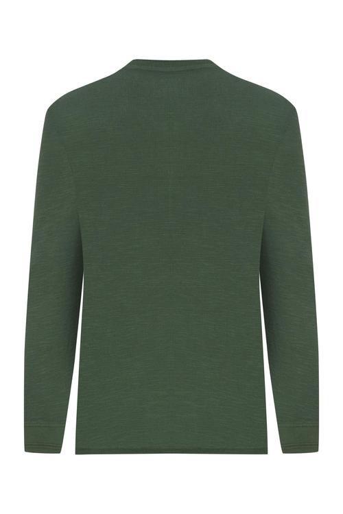  DÜĞMELİ DOKULU UZUN KOLLU T-SHIRT