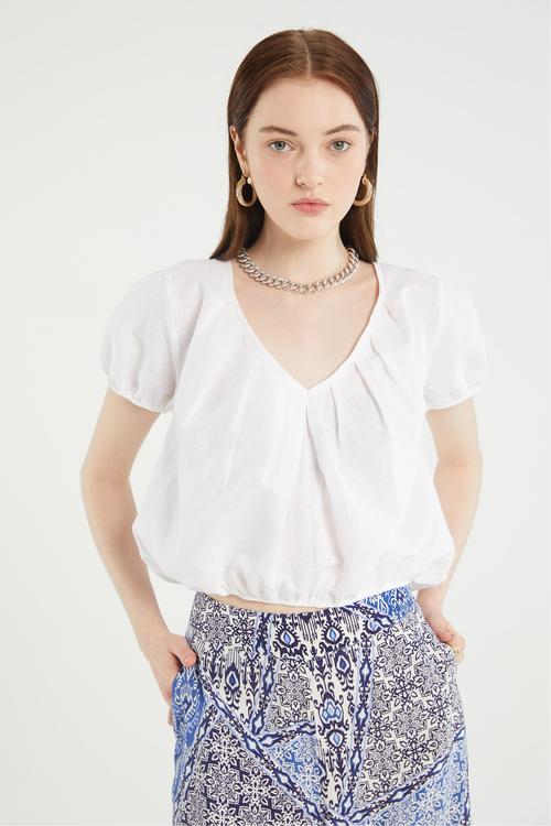  V YAKA KARPUZ KOL BLUZ