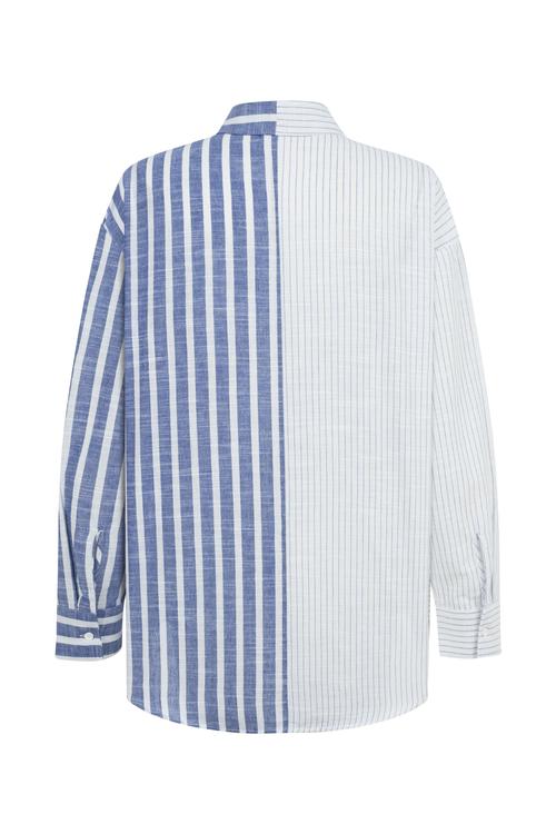  KONTRAST ÇİZGİLİ RAHAT KESİM GÖMLEK