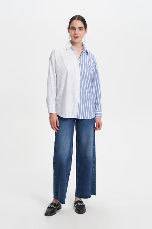  KONTRAST ÇİZGİLİ RAHAT KESİM GÖMLEK