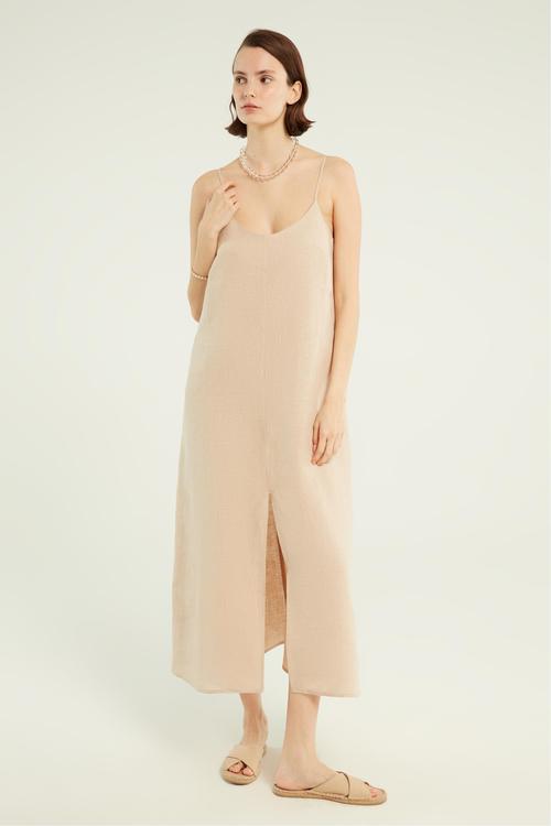  ASKILI UZUN KETEN ELBİSE