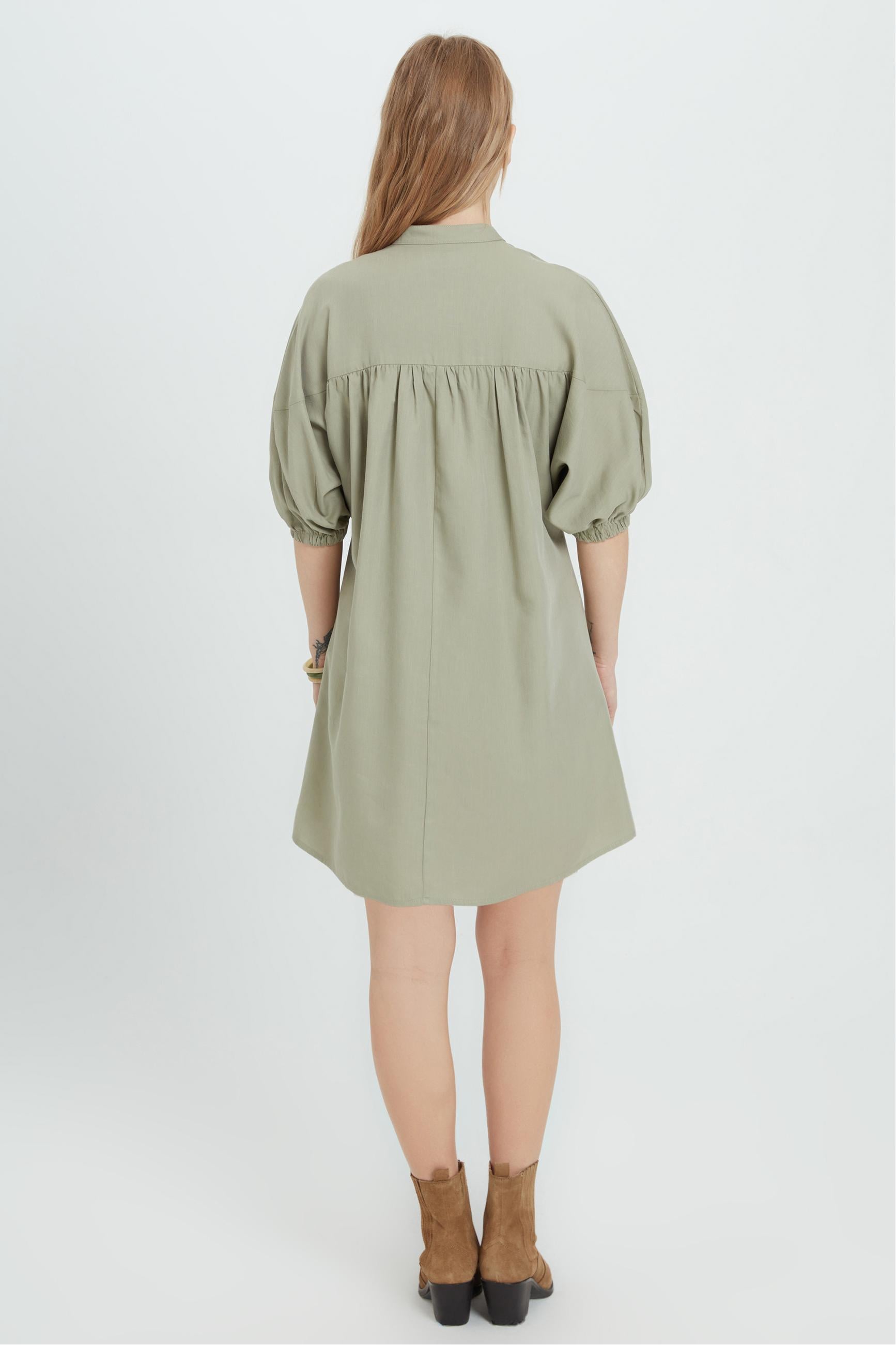 DÜĞMELİ A FORM MİNİ ELBİSE