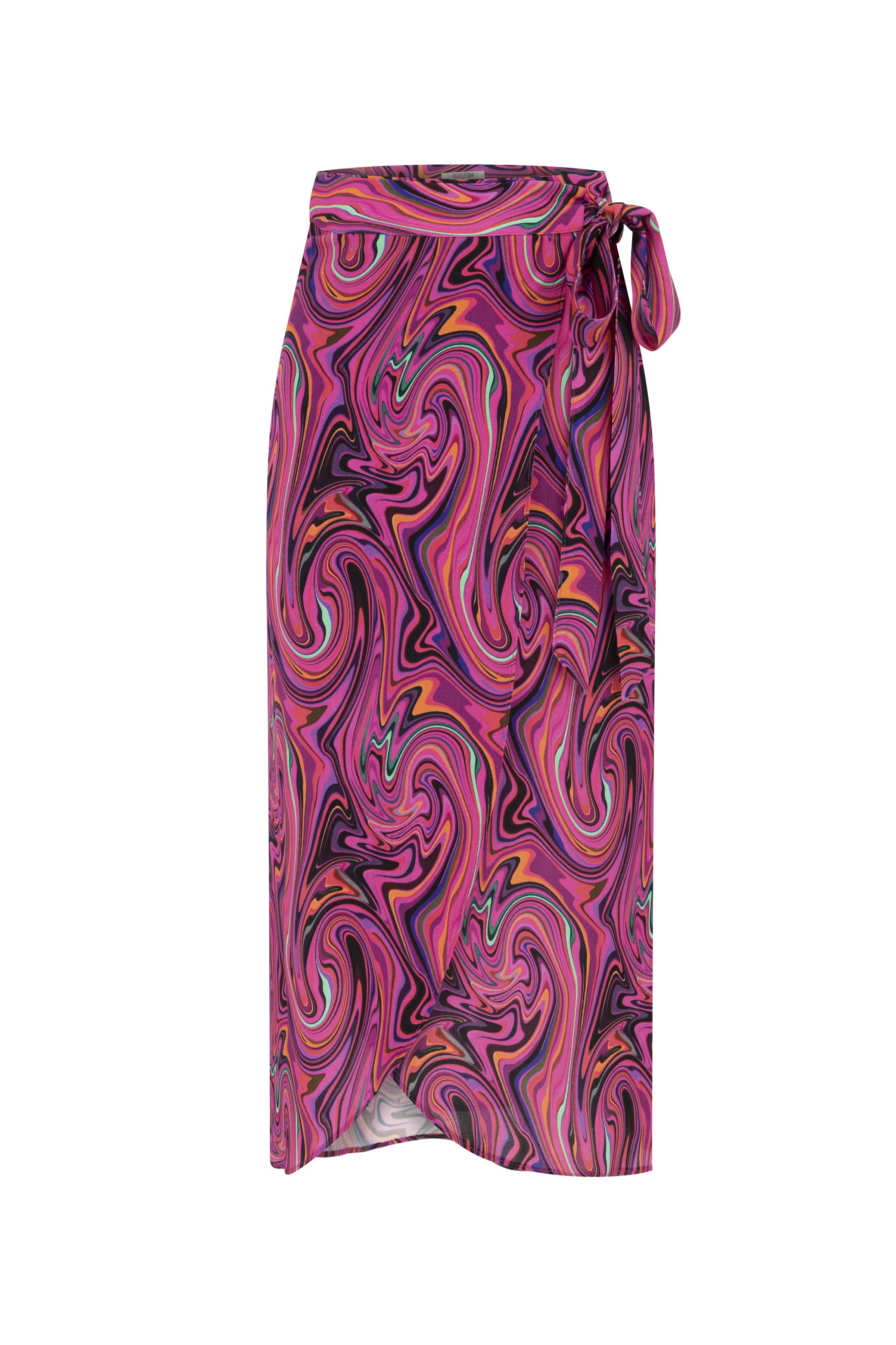 DESENLİ KRUVAZE KESİM MİDİ ETEK