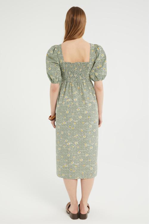  BALON KOL EKOSELİ MİDİ ELBİSE