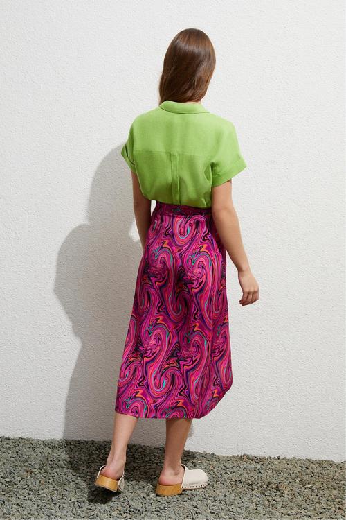  DESENLİ KRUVAZE KESİM MİDİ ETEK