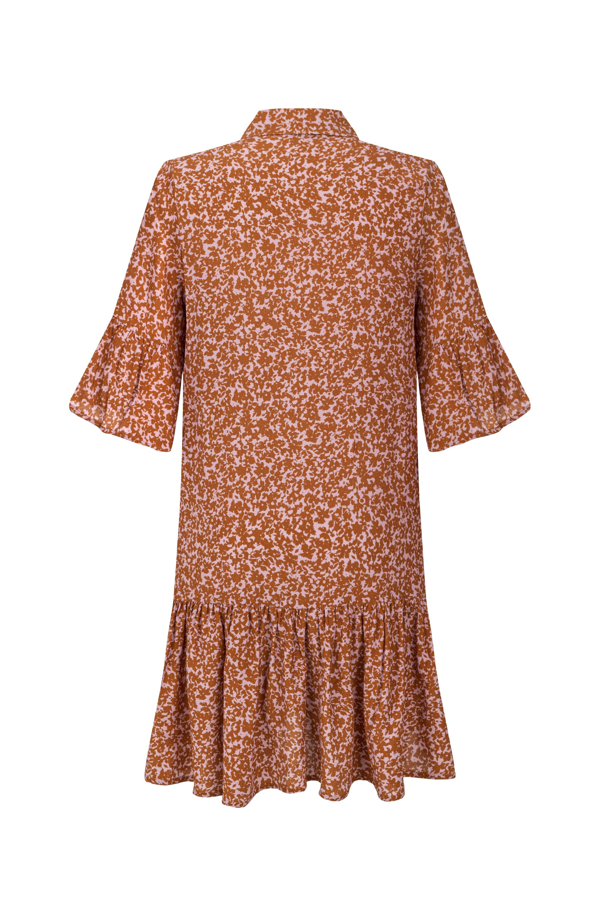 ÇİÇEK DESENLİ KISA KOLLU MİNİ GÖMLEK ELBİSE