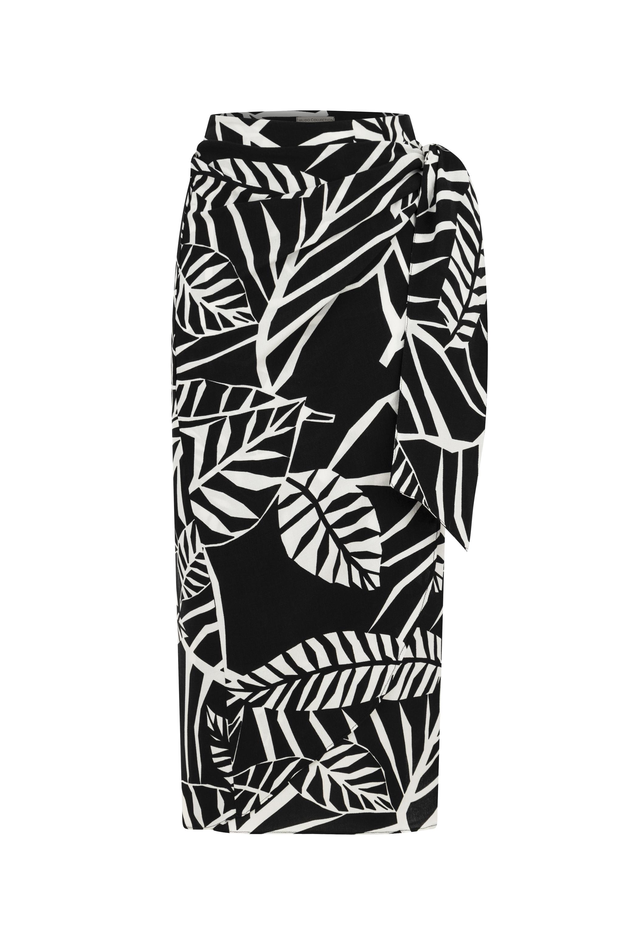 DESENLİ KRUVAZE KESİM MİDİ ETEK