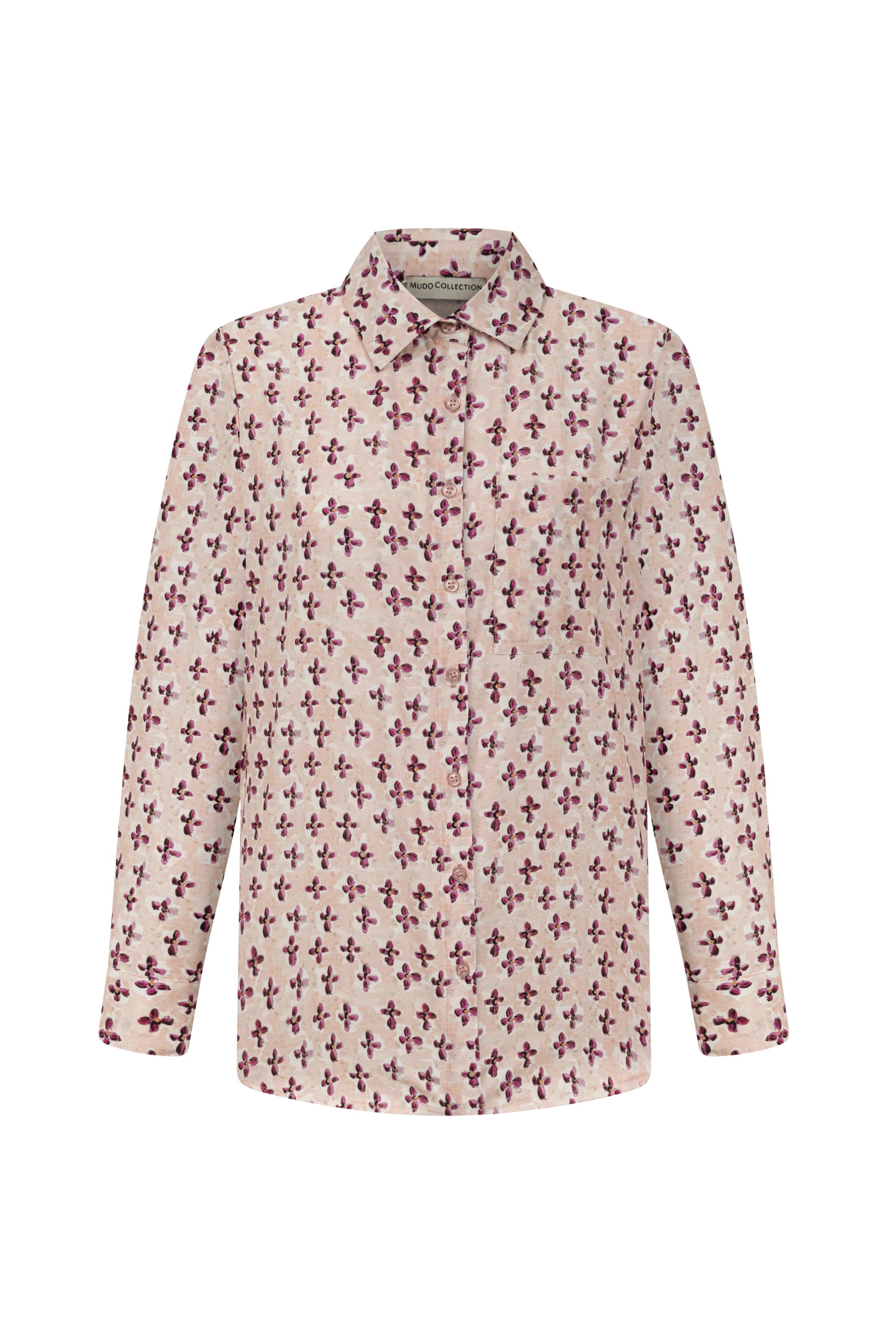 ÇİÇEK DESENLİ RAHAT KESİM GÖMLEK