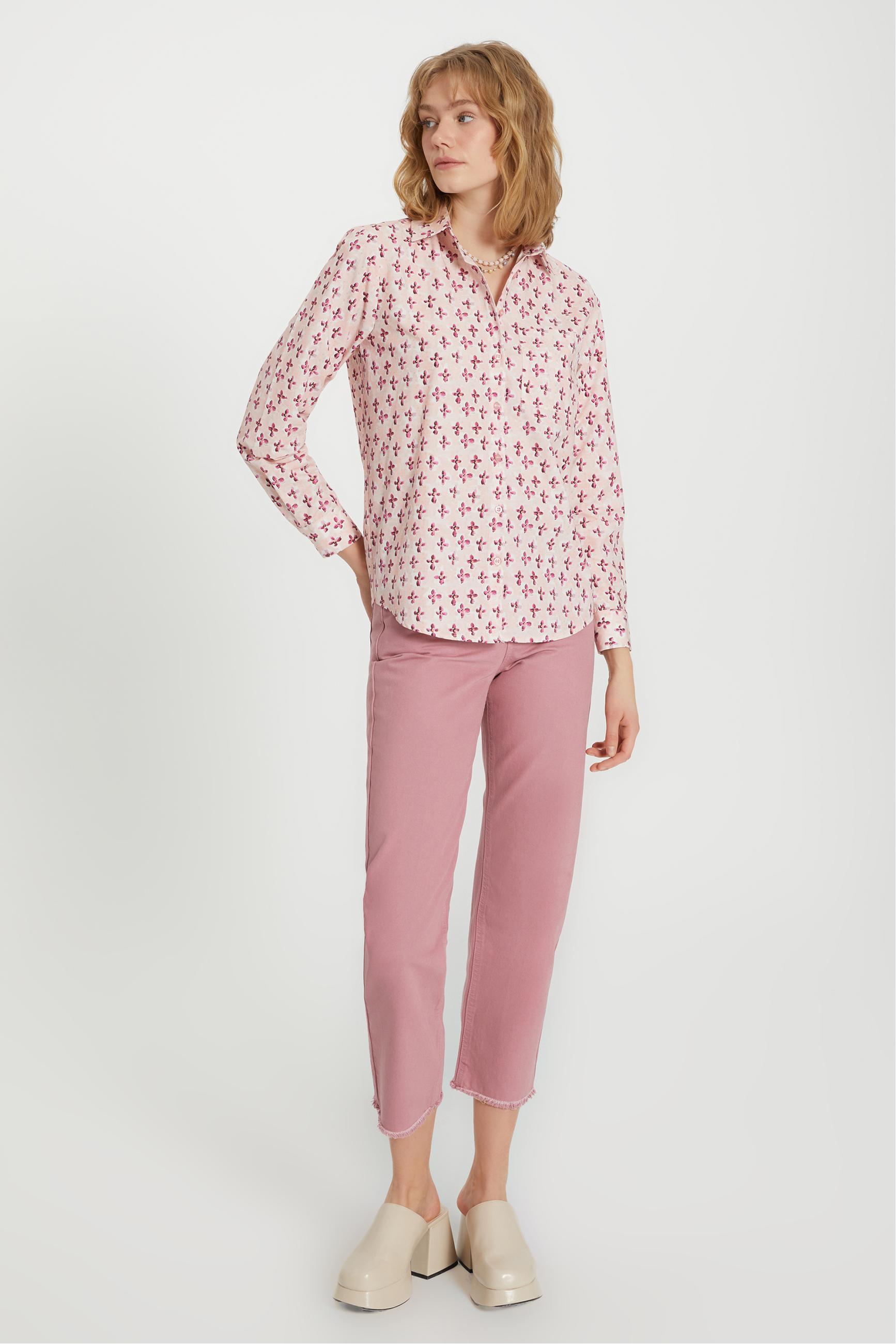 ÇİÇEK DESENLİ RAHAT KESİM GÖMLEK