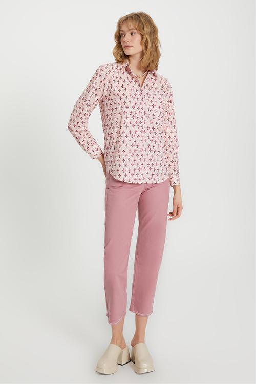  ÇİÇEK DESENLİ RAHAT KESİM GÖMLEK