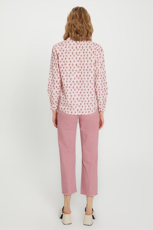  ÇİÇEK DESENLİ RAHAT KESİM GÖMLEK