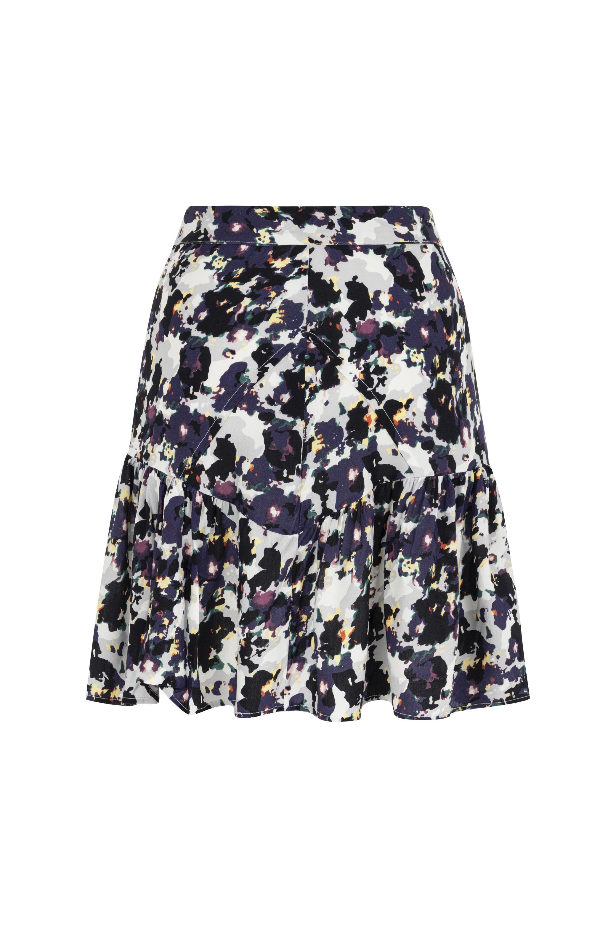 ÇİÇEK DESENLİ PİLİLİ MİNİ ETEK