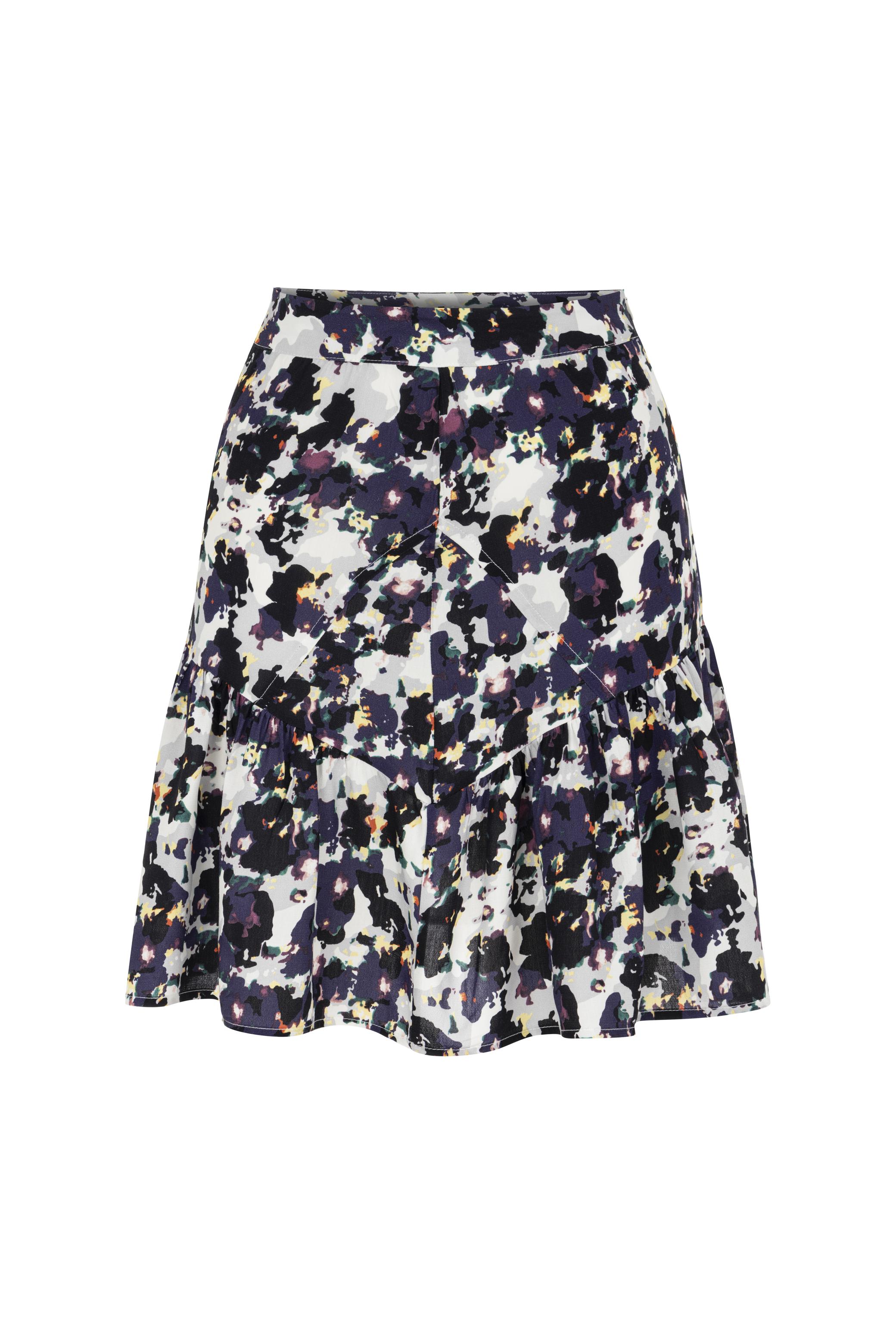 ÇİÇEK DESENLİ PİLİLİ MİNİ ETEK