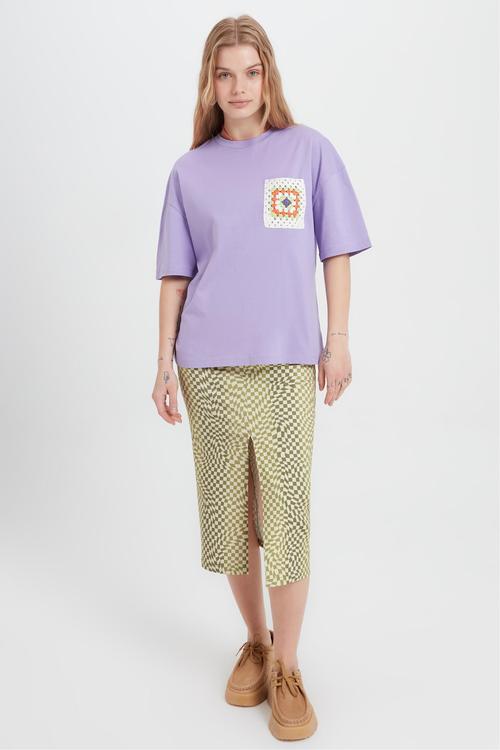  NAKIŞLI BİSİKLET YAKA KISA KOLLU T-SHIRT