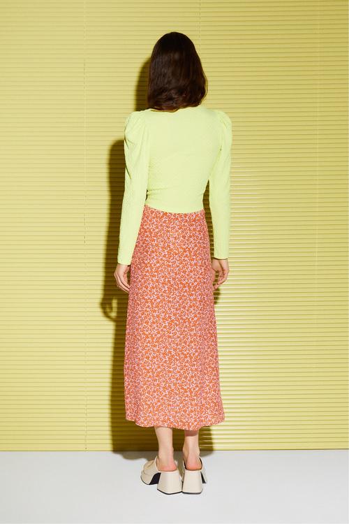  ÇİÇEK DESENLİ MİDİ ETEK