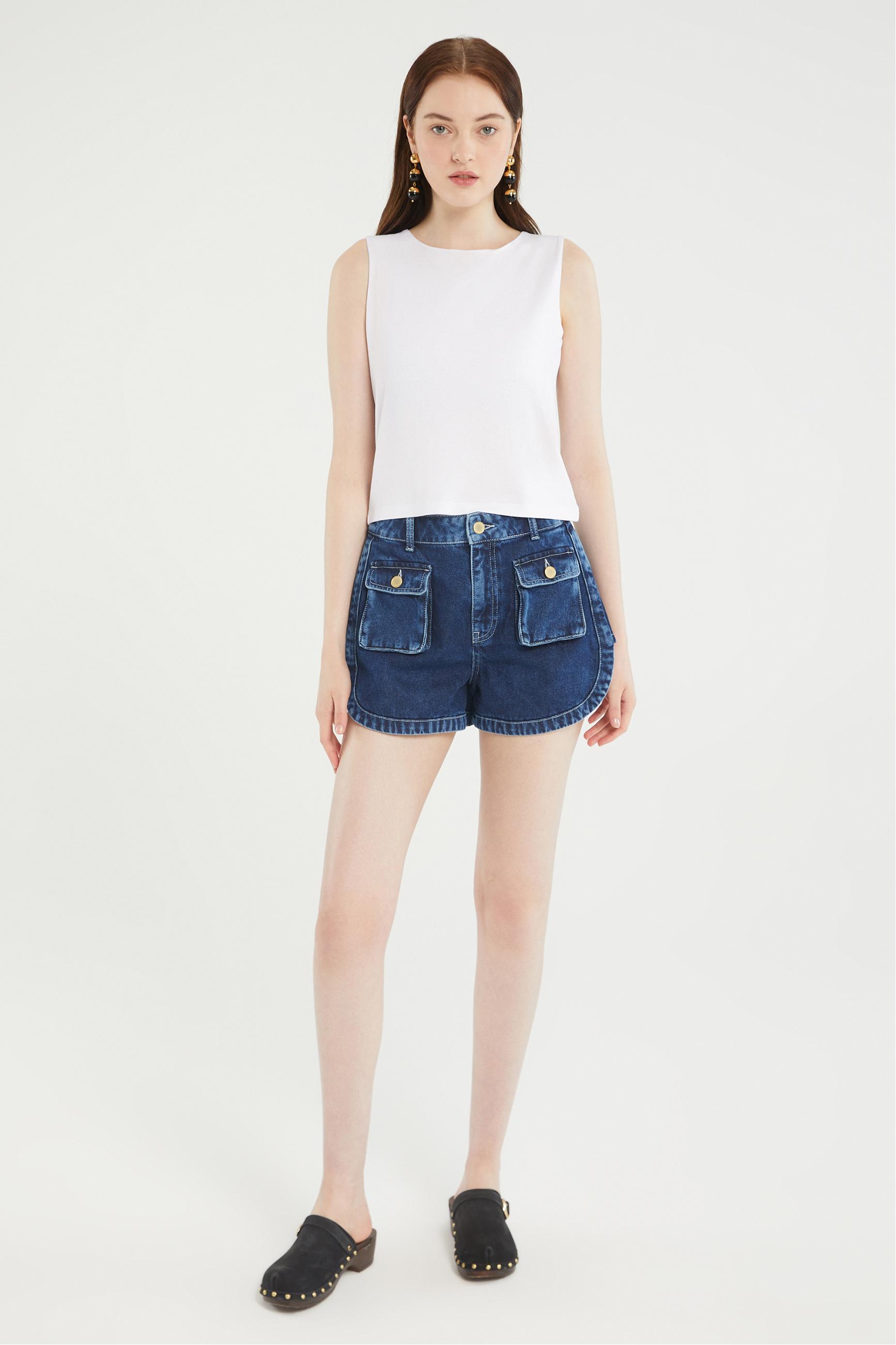 BİSİKLET YAKA KOLSUZ BLUZ