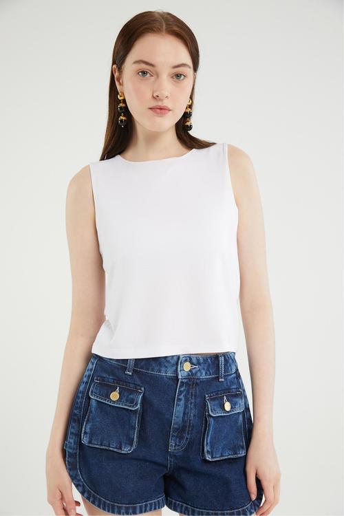  BİSİKLET YAKA KOLSUZ BLUZ