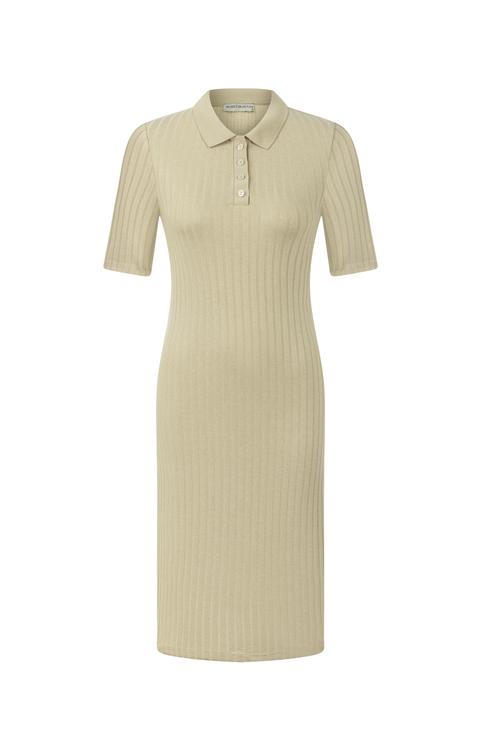  FİTİLLİ KISA KOLLU DAR KESİM MİDİ ELBİSE