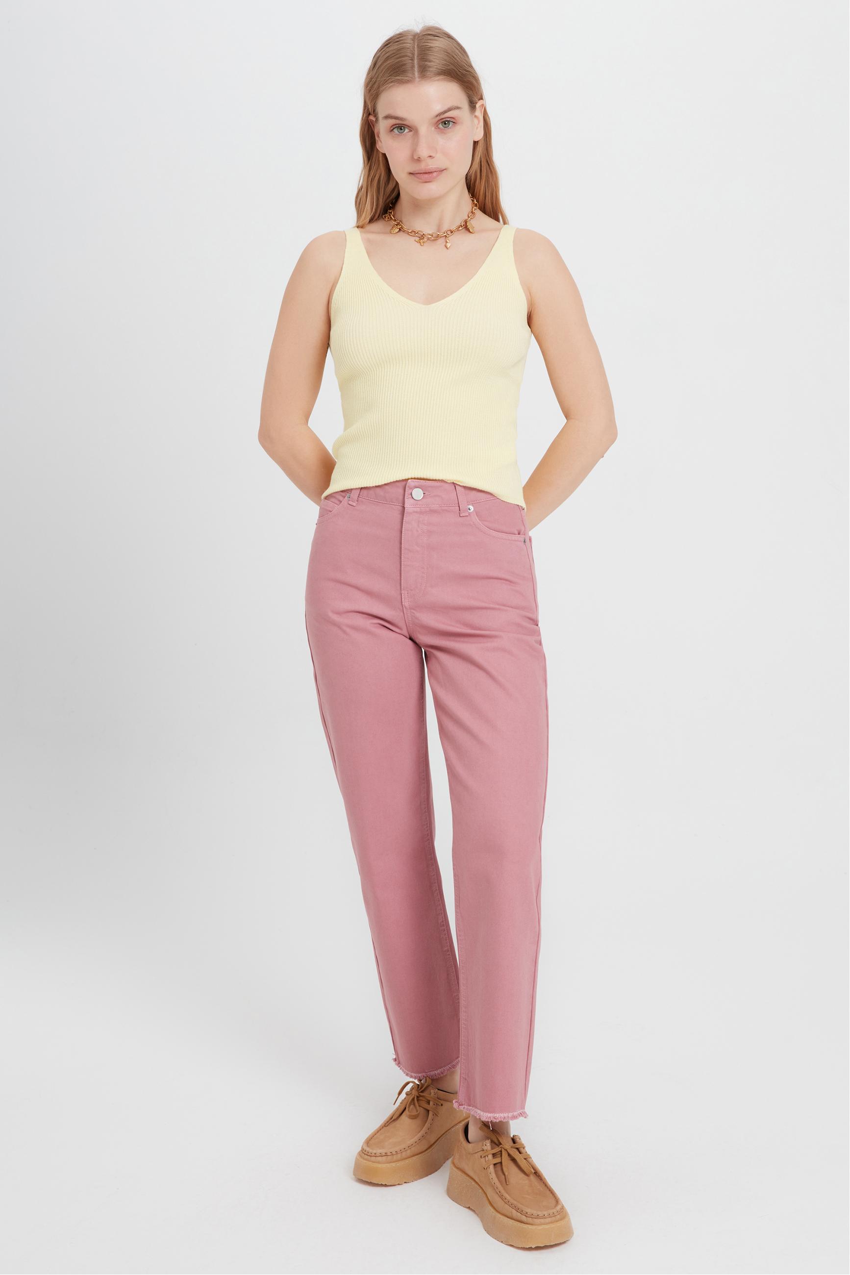 KESİK UÇLU STRAIGHT FIT JEAN PANTOLON