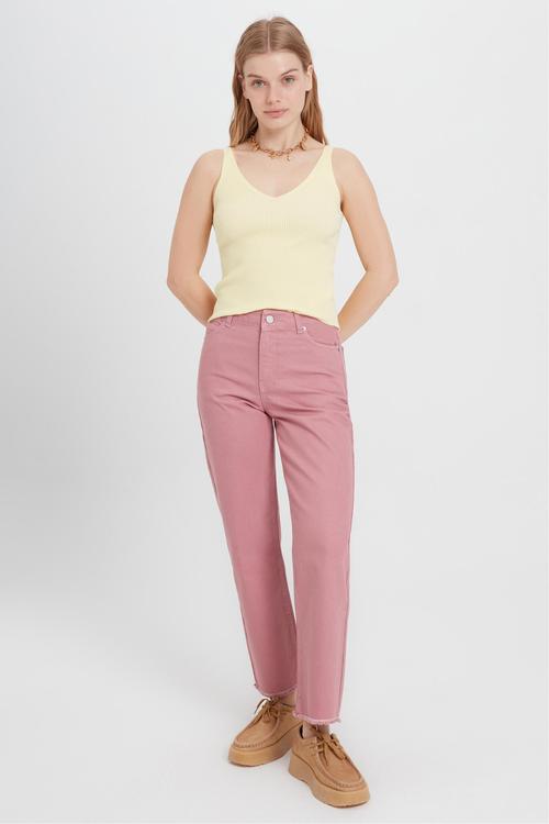  KESİK UÇLU STRAIGHT FIT JEAN PANTOLON