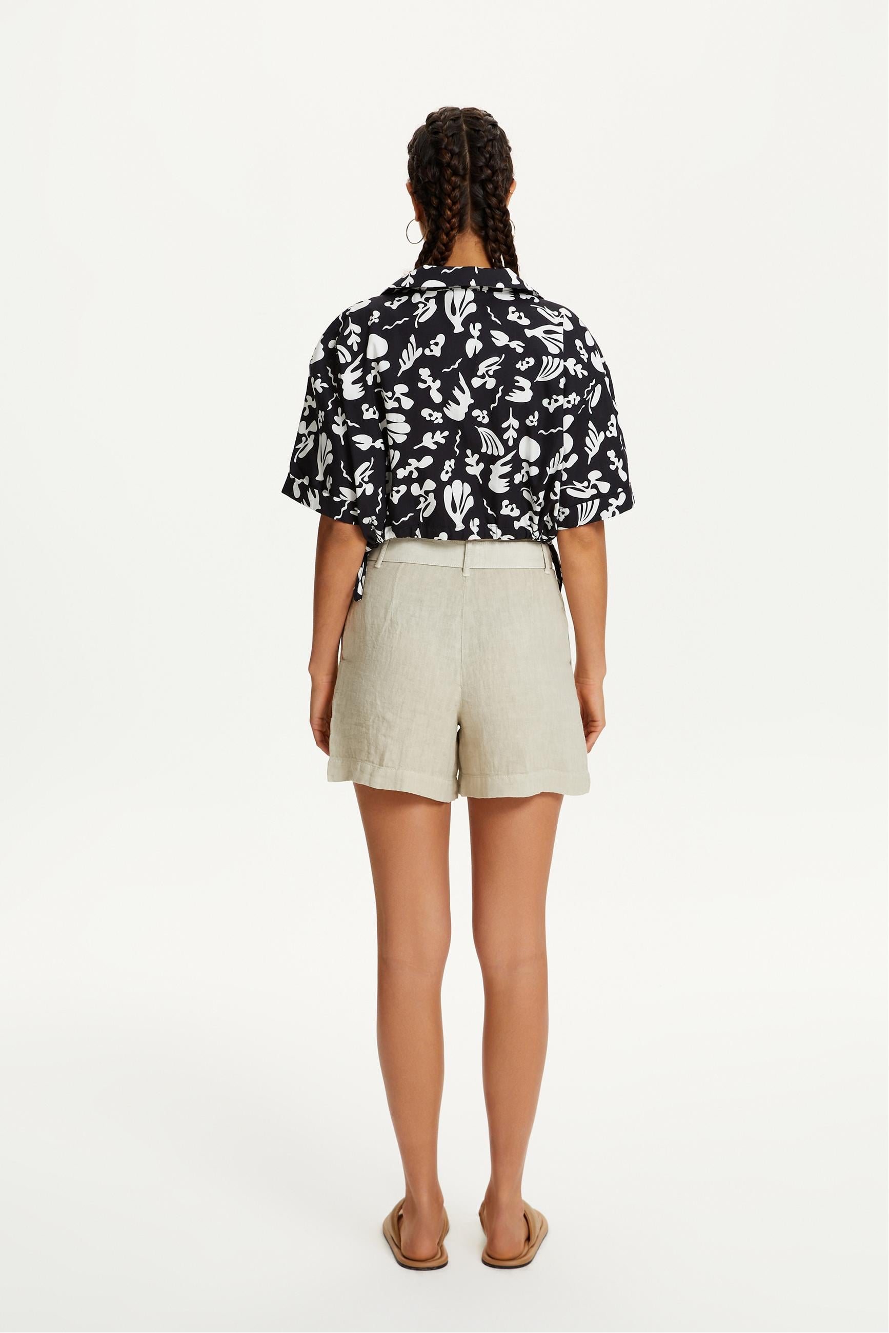 ÇİÇEK DESENLİ CROP GÖMLEK