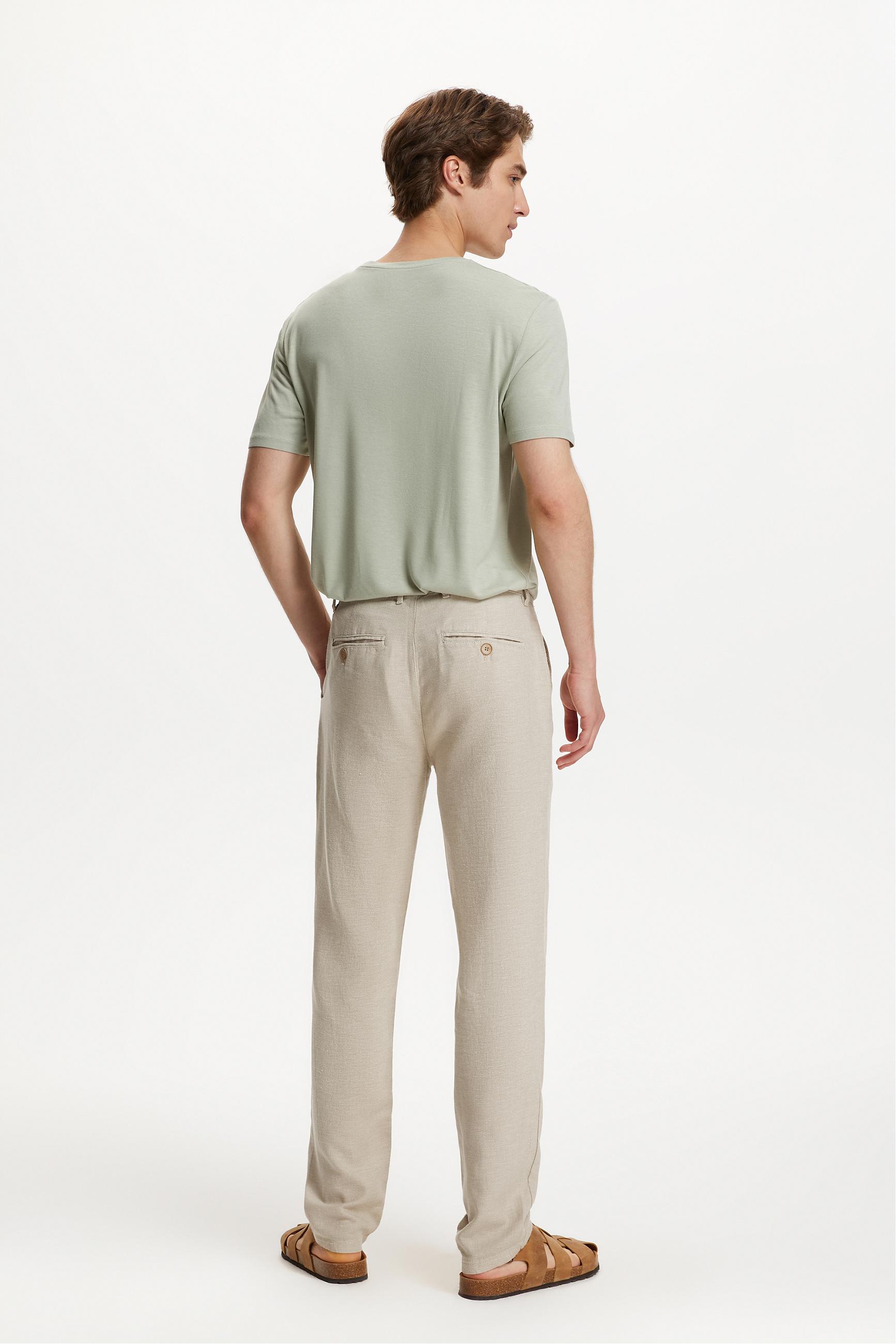 KETEN KARIŞIMLI SLIM STRAIGHT PANTOLON