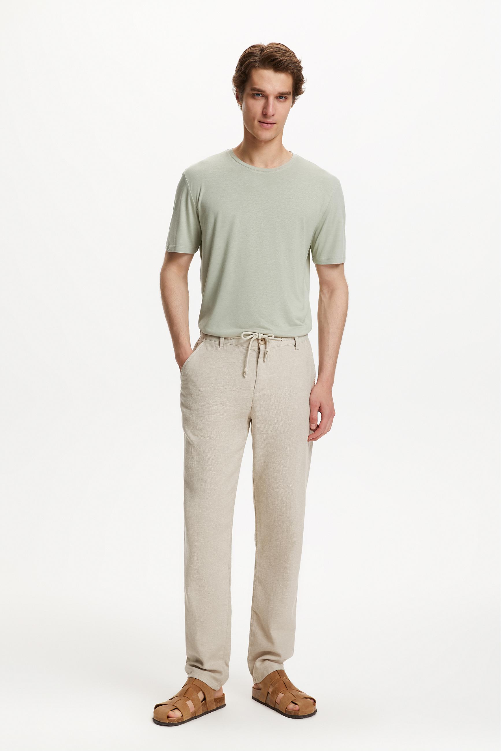 KETEN KARIŞIMLI SLIM STRAIGHT PANTOLON