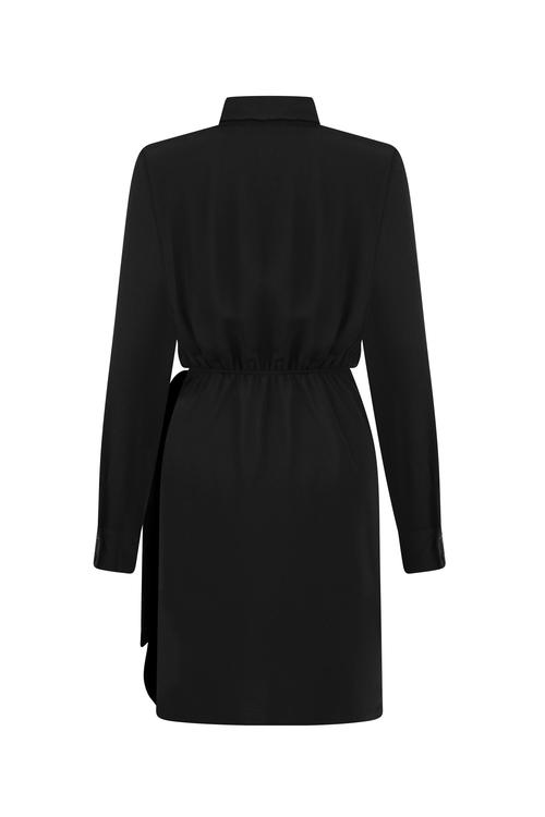  UZUN KOLLU KRUVAZE MİNİ GÖMLEK ELBİSE