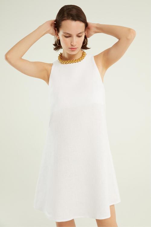  A FORM MİNİ KETEN ELBİSE