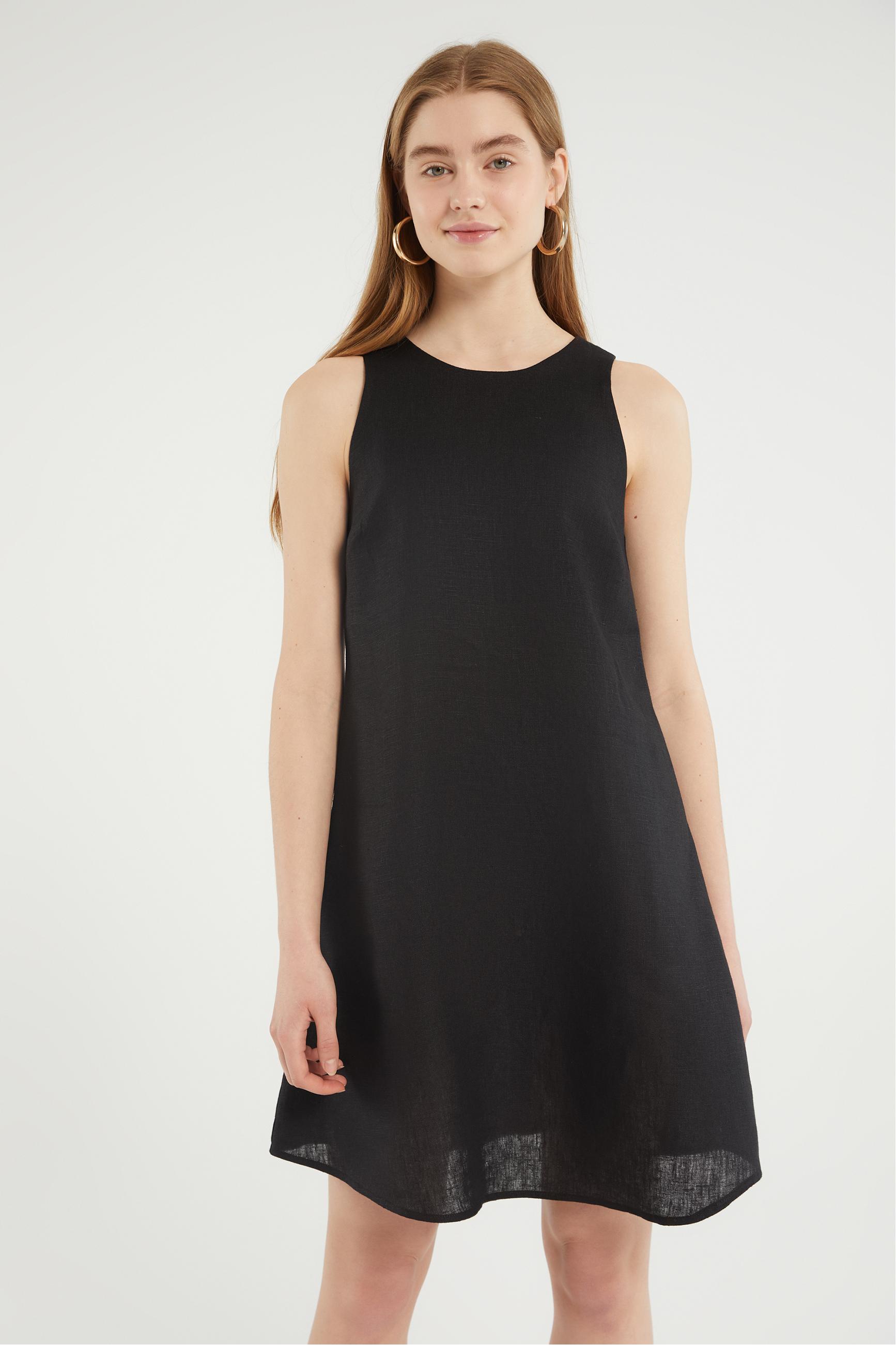 A FORM MİNİ KETEN ELBİSE