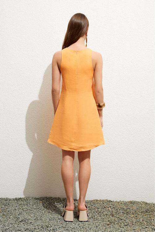  A FORM MİNİ KETEN ELBİSE