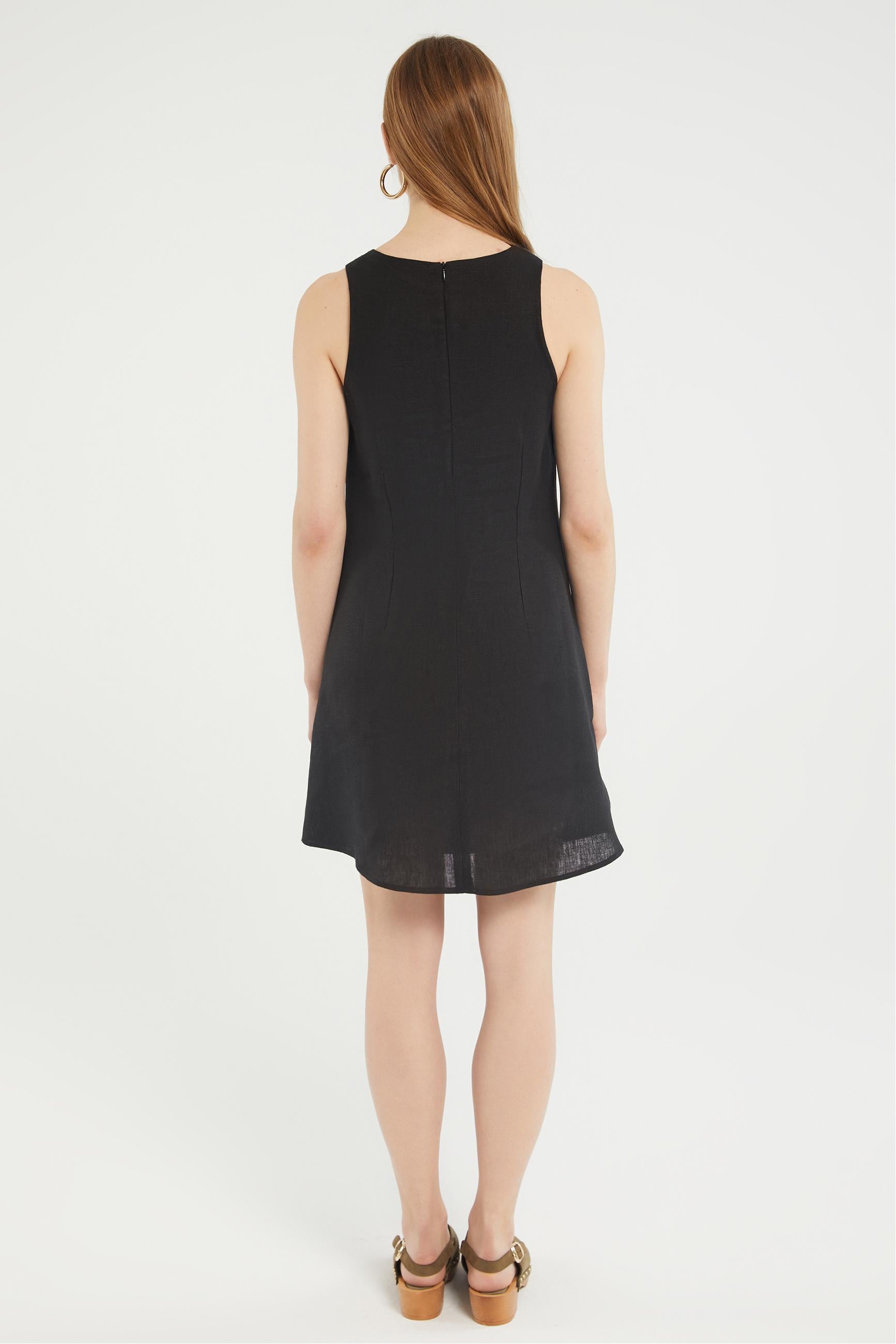 A FORM MİNİ KETEN ELBİSE