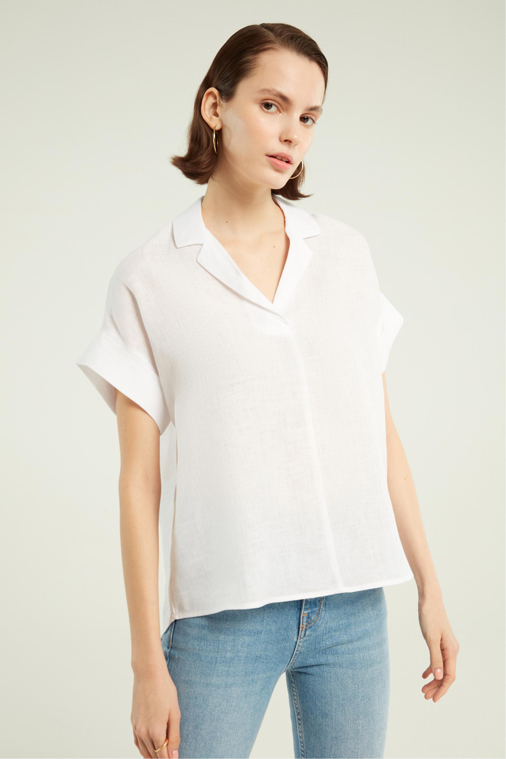 KISA KOLLU KETEN BLUZ