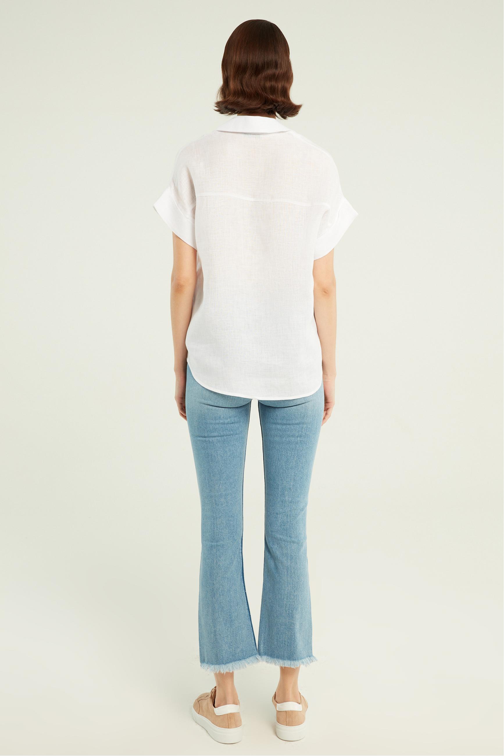 KISA KOLLU KETEN BLUZ