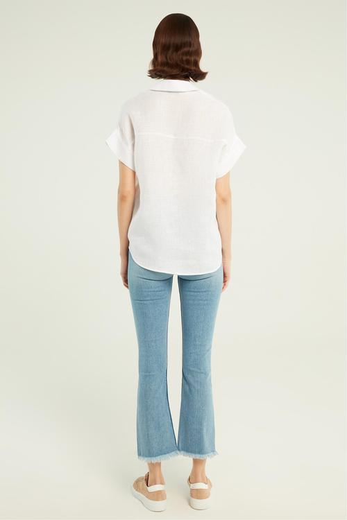  KISA KOLLU KETEN BLUZ