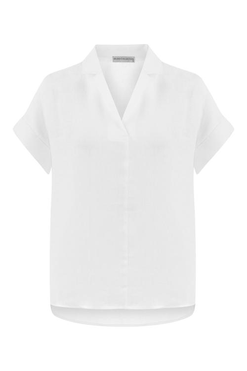  KISA KOLLU KETEN BLUZ