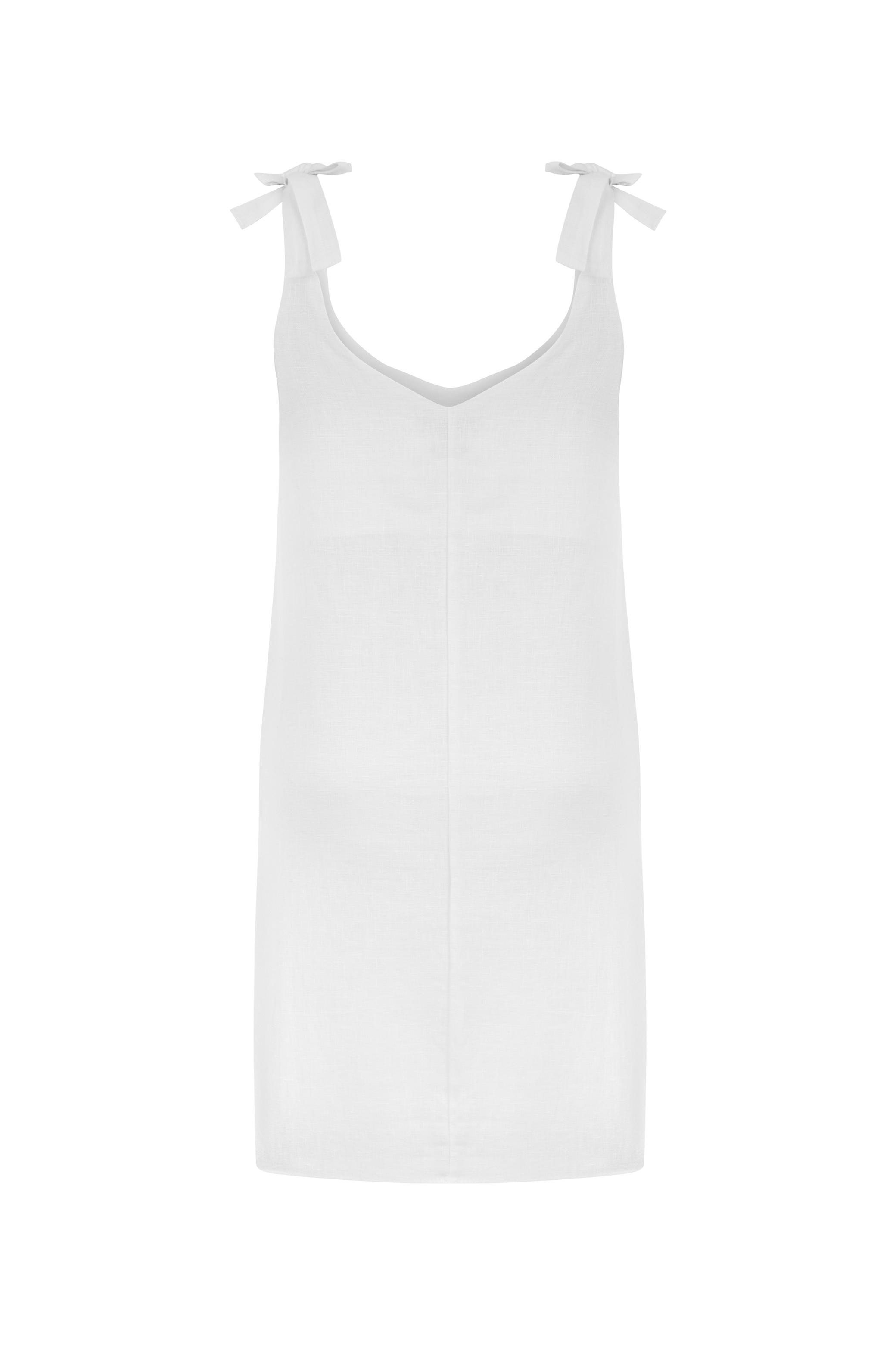 BAĞLAMA DETAYLI A FORM MİNİ KETEN ELBİSE