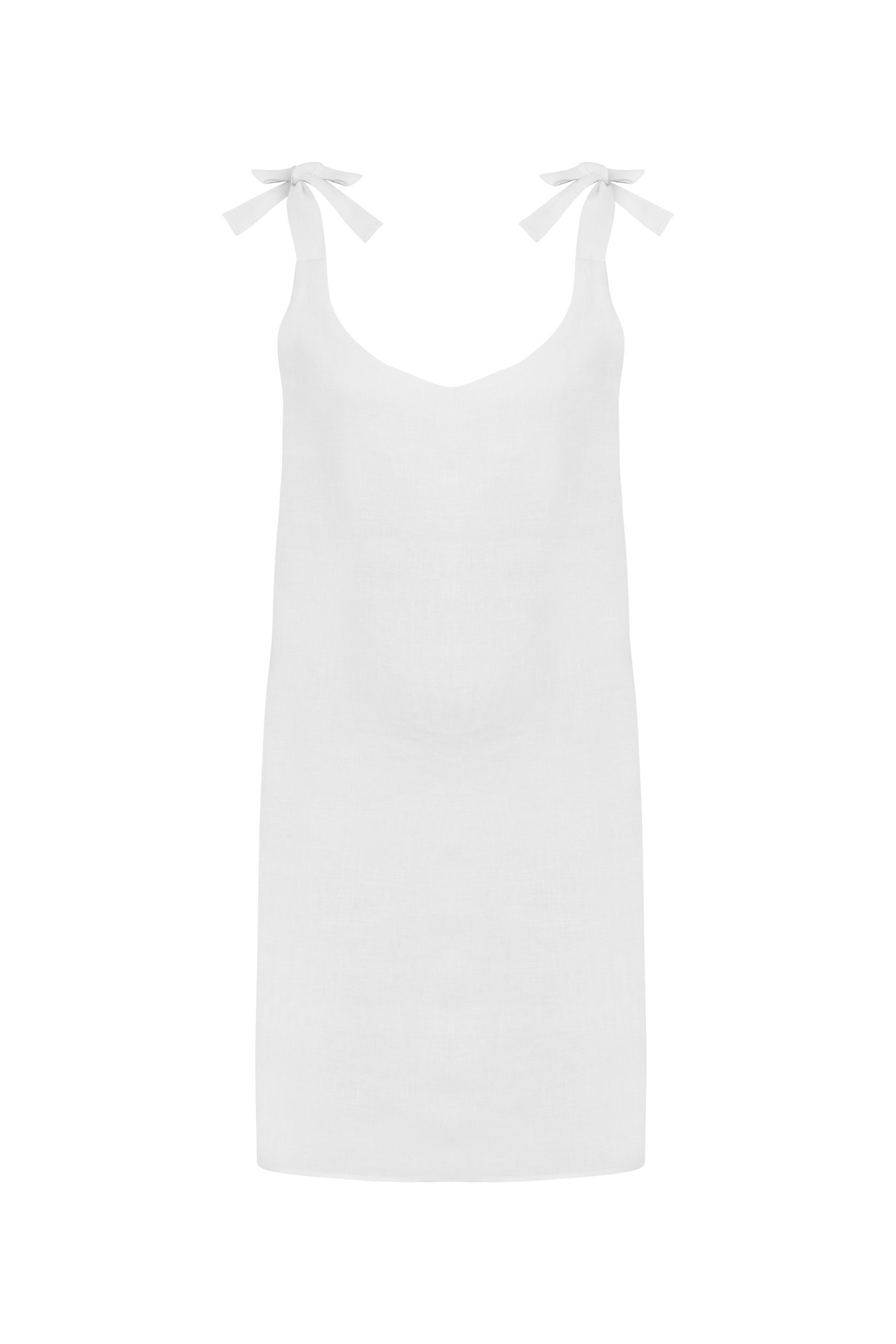 BAĞLAMA DETAYLI A FORM MİNİ KETEN ELBİSE