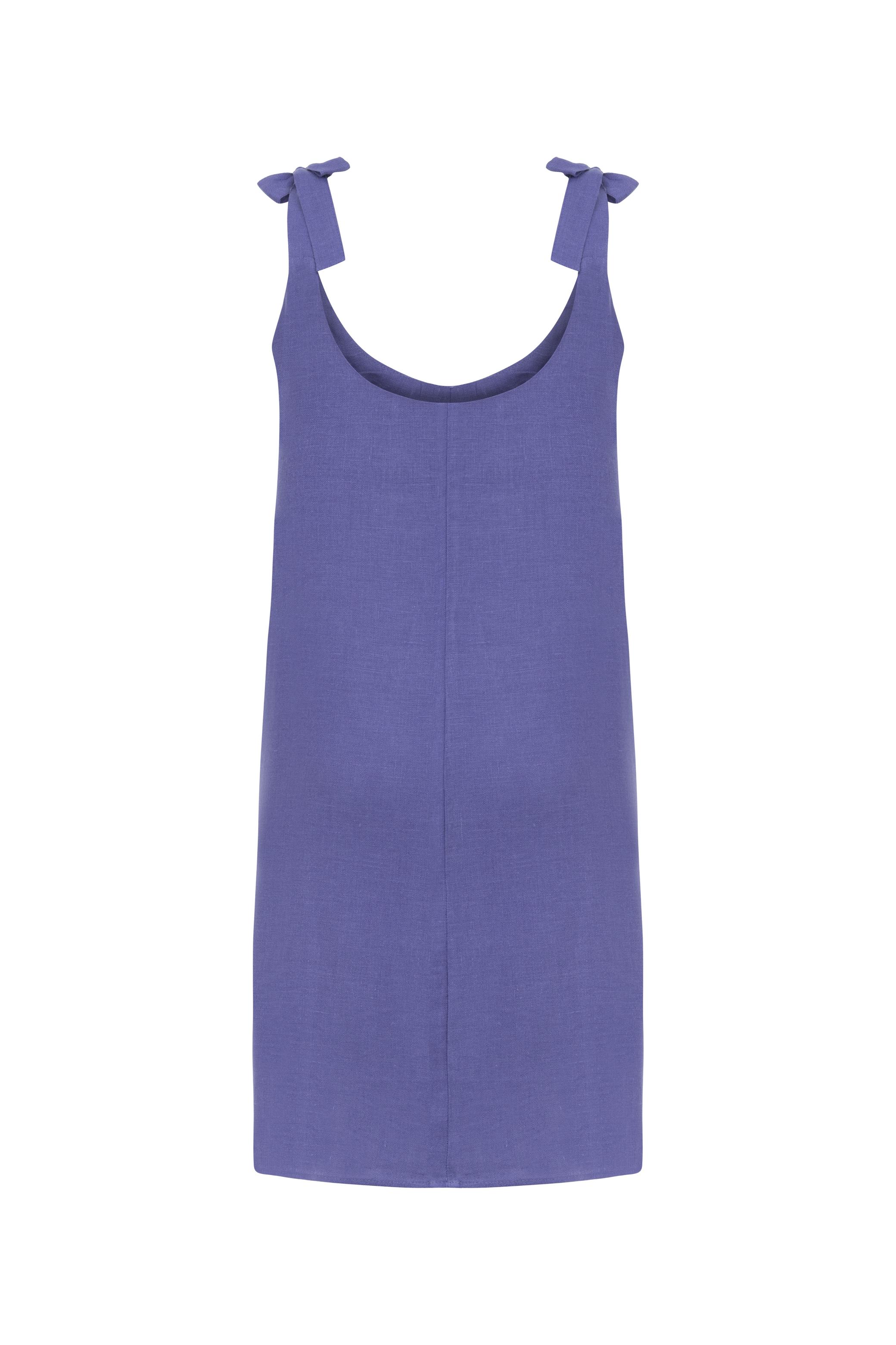 BAĞLAMA DETAYLI A FORM MİNİ KETEN ELBİSE