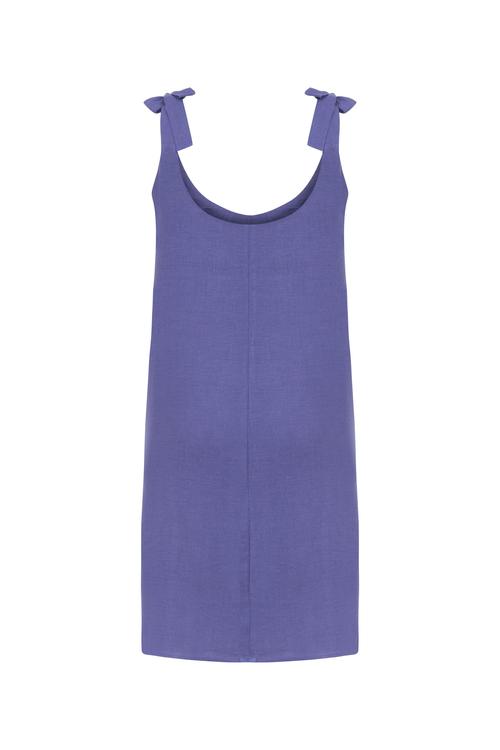  BAĞLAMA DETAYLI A FORM MİNİ KETEN ELBİSE