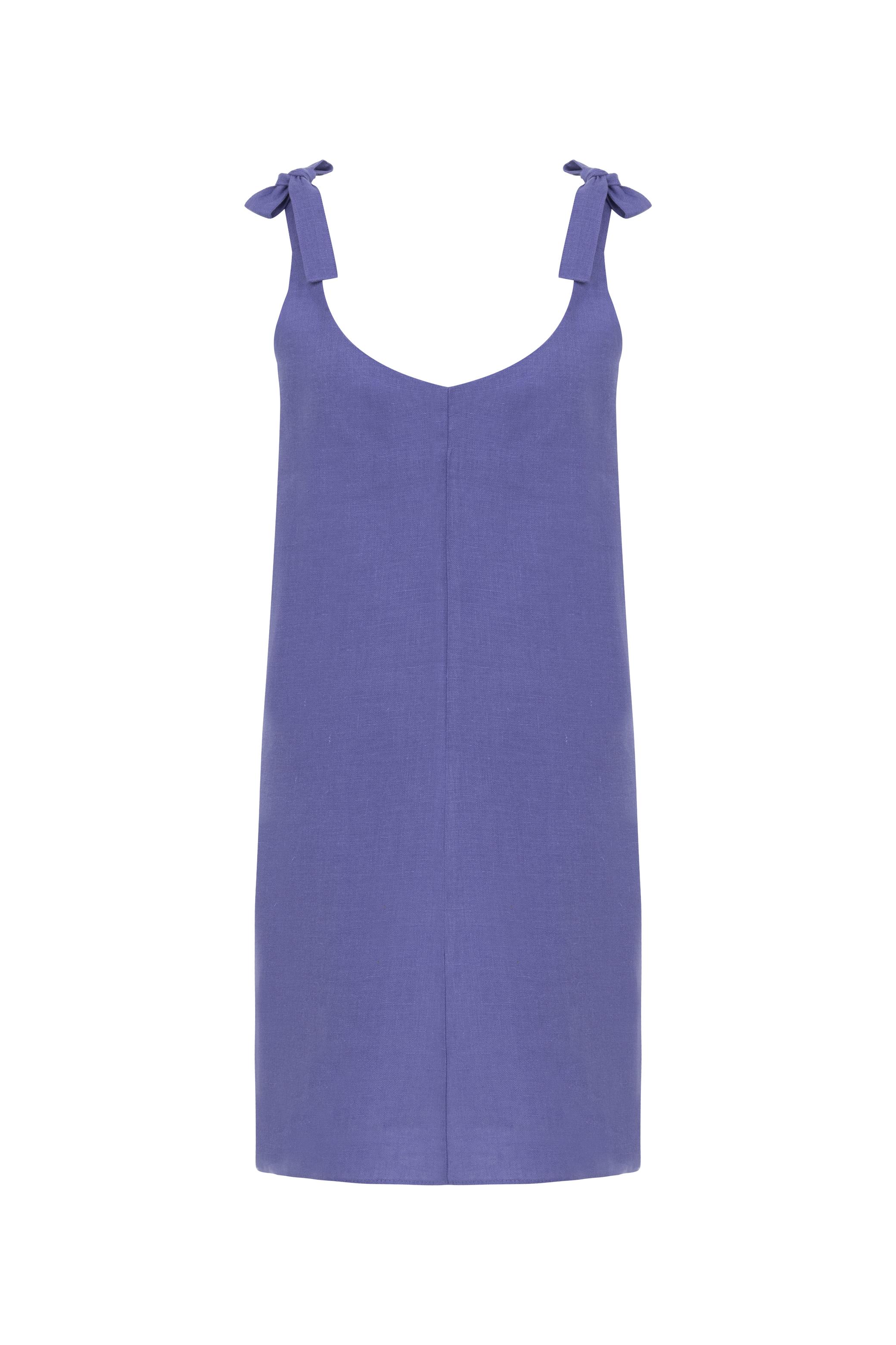 BAĞLAMA DETAYLI A FORM MİNİ KETEN ELBİSE